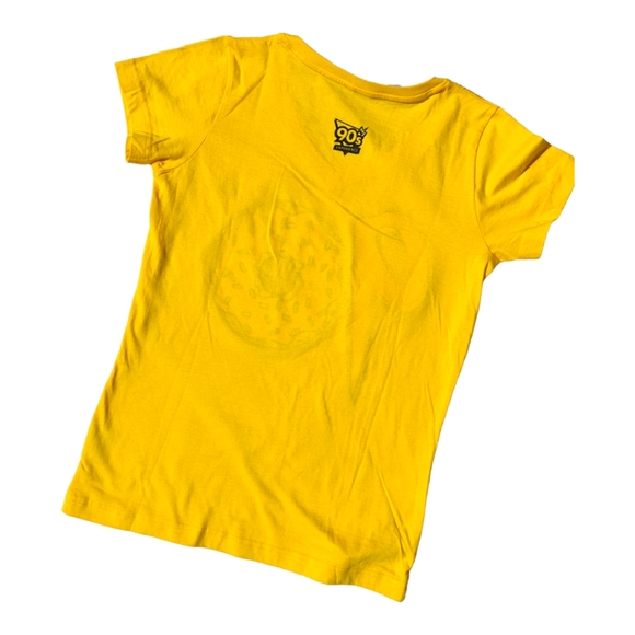 90's Experience Womens 90's Donut Simpson's Yellow/Pink VNeck Tee - Picture 3 of 4